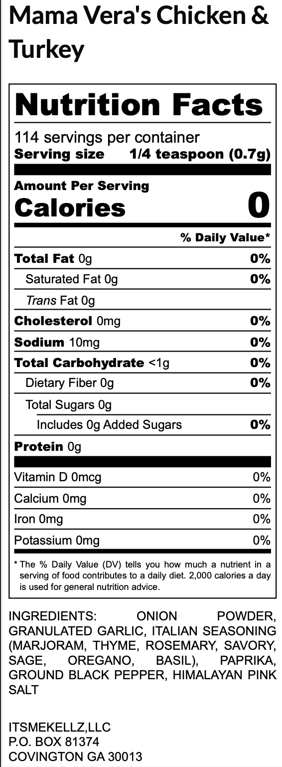 Mama Vera's Turkey & Chicken Seasoning